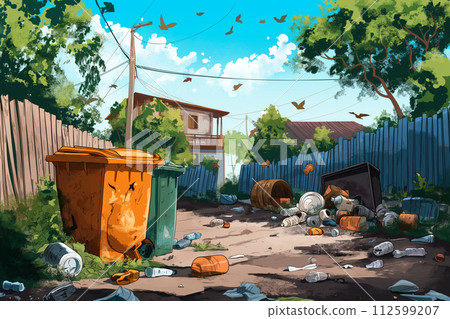 Illegally discarded garbage 112599207
