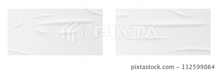 White glued and wrinkled paper background. 112599864