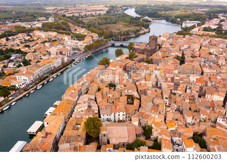View from drone of French town Agde View from drone of French town Agde 112600203