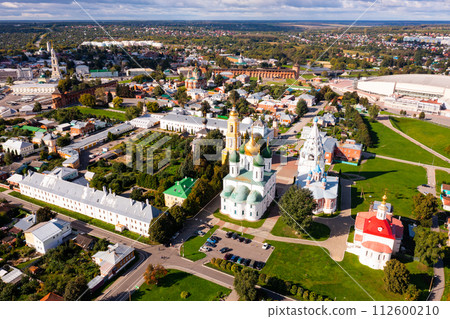 Aerial view of temples and churches in historic town of Kolomna. Russia Aerial view of temples and churches in historic town of Kolomna. Russia 112600210