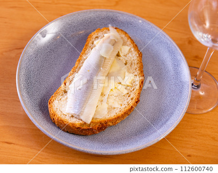 Sandwich with herring fish and butter Sandwich with herring fish and butter 112600740