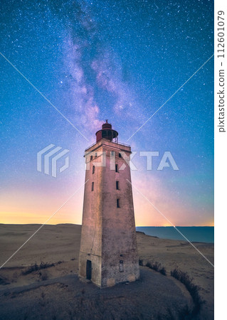 Historic Lighthouse and Milky Way in northern Denmark 112601079