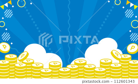 夏天圖像藍天點硬幣背景尺寸比例16:9 112601343