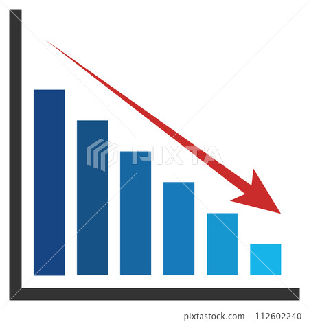 Arrow & bar graph / graph / down / descending / business / illustration / material / blue 112602240