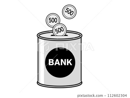 Illustration of an image of saving a lot of money with a 500 yen coin savings Illustration of an image of saving a lot of money with a 500 yen coin savings 112602304