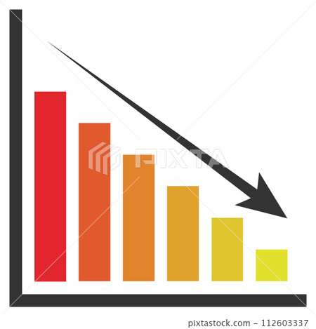 Arrow & bar graph / graph / down / descending / business / illustration / material / red Arrow & bar graph / graph / down / descending / business / illustration / material / red 112603337