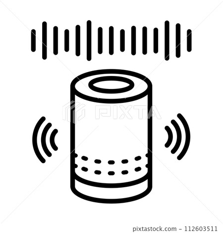 語音助理圖示。一個小揚聲器正在回應聲音。 語音助理圖示。一個小揚聲器正在回應聲音。 112603511