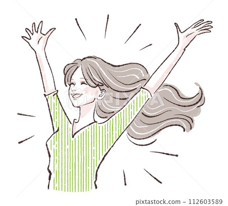 喜出望外/萬歲/萬歲/萬歲/高興/快樂/樂趣/跳躍/高度緊張/喜悅/歡樂/幸福 112603589