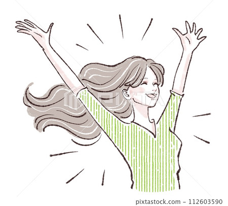 Overjoyed / Hooray / Banzai / Hooray / Glad / Happy / Fun / Jump / High tension / Rejoice / Joy / Happiness 112603590