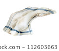 Kitchen towel watercolor illustration isot lated on transparenbackground. Hand drawn for design and creativity.  112603663
