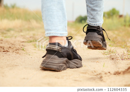 Fashion designer women's sneaker with high sole. Female sports b 112604335