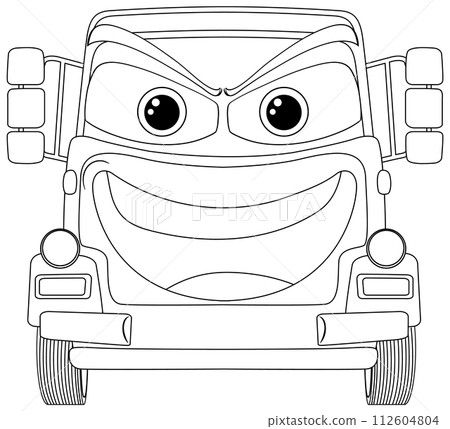 Cheerful Cartoon Truck Illustration 112604804
