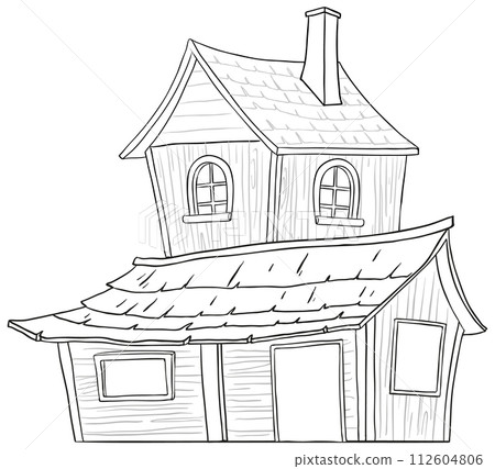 Quaint Hand-Drawn Cottage Illustration 112604806