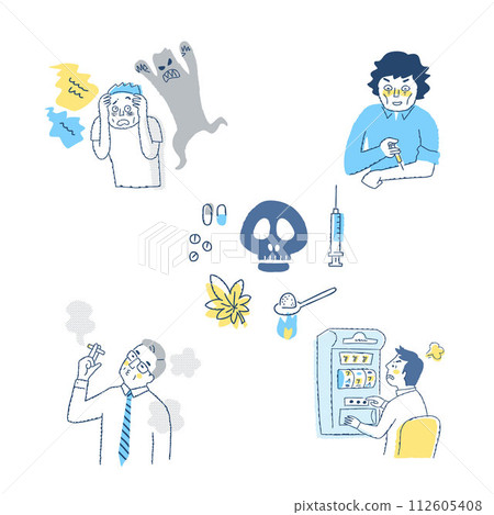 Illustration variation set of various addictions Illustration variation set of various addictions 112605408
