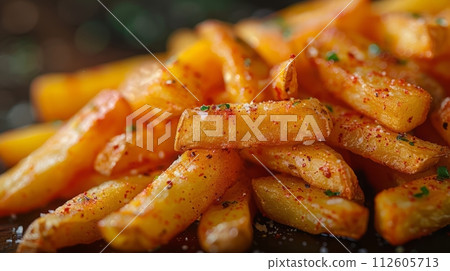 Close up of French fries or potato chips. 112605713
