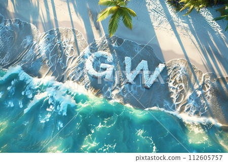 GW (Golden Week) “AI generated image” made of sand 112605757