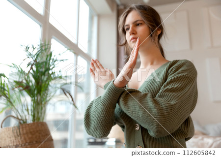 Break The Bias campaign sign of a woman in a inndor interior Break The Bias campaign sign of a woman in a inndor interior 112605842