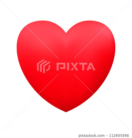 Red realistic heart icon on white background. 3d vector illustration. Red realistic heart icon on white background. 3d vector illustration. 112605898