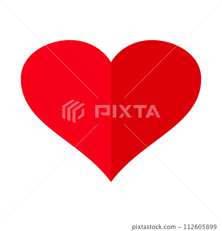 Red heart icon folded in half. Valentines day, symbol of love. 112605899