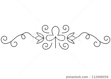 Flourish calligraphic design element. Page decoration symbol to embellish your layout. Linear of vintage swirl 112606056