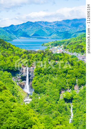 Lake Chuzenji and Kegon Falls seen from the Akechidaira Observation Deck Lake Chuzenji and Kegon Falls seen from the Akechidaira Observation Deck 112606184