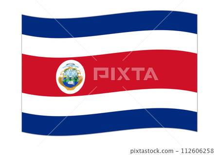 Waving flag of the country Costa Rica. Vector illustration. 112606258