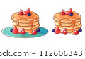 Illustration of pancakes with fruit on top 112606343