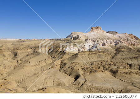 Stunning Mangystau landscape, Kazakhstan. Rock pinnacles view, Bozzhira valley Stunning Mangystau landscape, Kazakhstan. Rock pinnacles view, Bozzhira valley 112606377