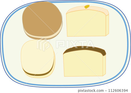 Illustration of an assorted plate of 4 types of baked goods 112606394