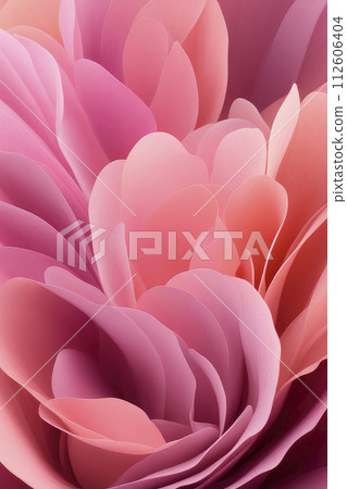 Beautiful delicate wavy shapes on a pink background, abstract background. 112606404