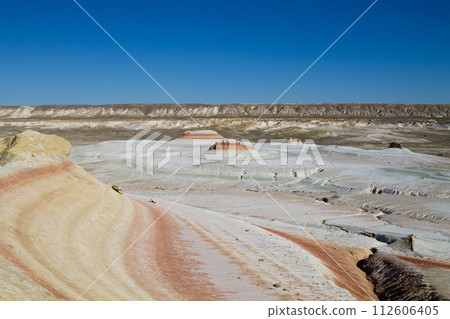 Kyzylkup rock strata landscape, Mangystau desert, Kazakhstan 112606405