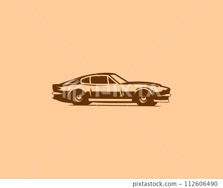 1964Aston Martin. vector silhouette isolated white background shown from the side. Best for logos, badges, emblems, concepts and the car industry. 112606490