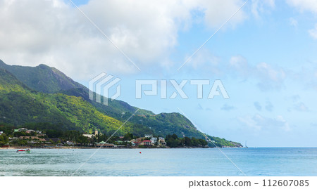 Beau Vallon bay on a sunny summer day. Mahe island, Seychelles Beau Vallon bay on a sunny summer day. Mahe island, Seychelles 112607085