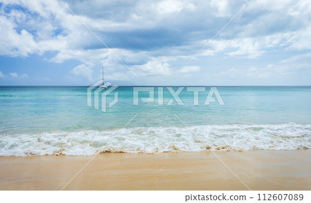 Coastal landscape of Beau Vallon beach taken on a sunny day Coastal landscape of Beau Vallon beach taken on a sunny day 112607089
