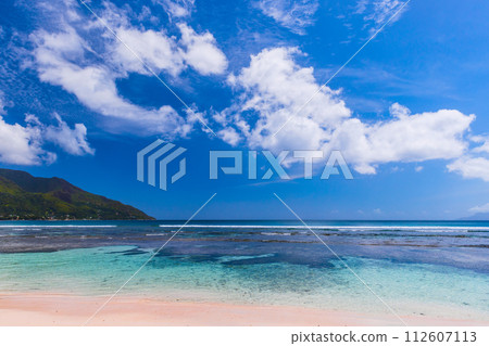 Mahe island, Seychelles. Landscape of Beau Vallon beach Mahe island, Seychelles. Landscape of Beau Vallon beach 112607113