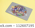 Bank Credit Card with globe and flags of all countries. 112607195