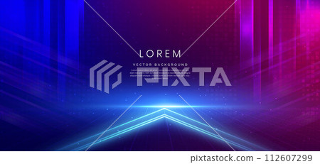 Abstract technology background futuristic glowing lines neon blue and pink light ray. Cyber connection communication, innovation concept. Abstract technology background futuristic glowing lines neon blue and pink light ray. Cyber connection communication, innovation concept. 112607299