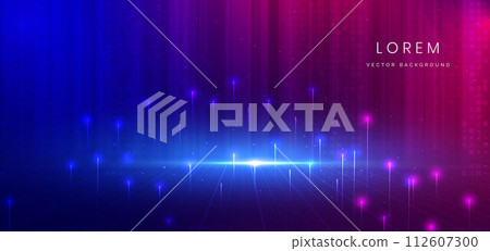 Abstract technology background futuristic glowing lines neon blue and pink light ray. Abstract technology background futuristic glowing lines neon blue and pink light ray. 112607300