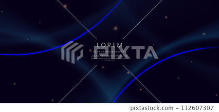 Abstract dark blue background with blue line curved and lighting effect sparkle. Abstract dark blue background with blue line curved and lighting effect sparkle. 112607307