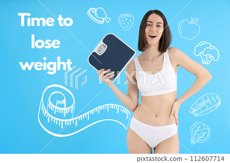 Weight loss and healthy lifestyle concept, picture for advertising 112607714