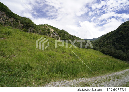 Suzaka City, Mt. Shia seen from the right bank of the Yonago River near Yonago Great Falls, August 31, 2023 112607784
