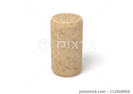 Single vertical wine cork isolated on white 112608668