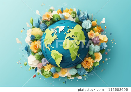 AI-generated content. planet earth paper art illustration 112608696