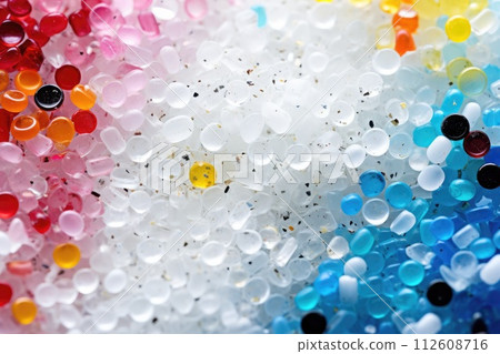 AI-generated content. microplastic background close up environmental pollution concept 112608716