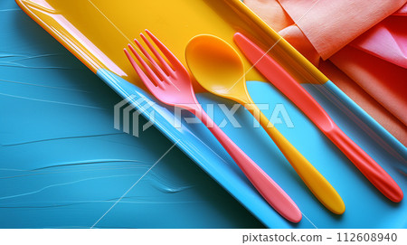 彩色塑膠餐具 112608940