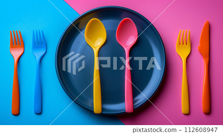 彩色塑膠餐具 112608947