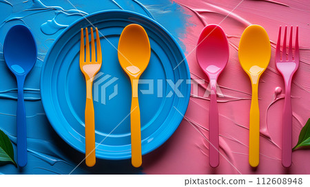 彩色塑膠餐具 112608948