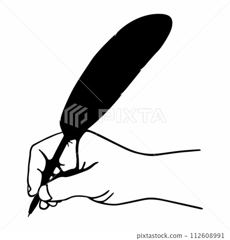 Hand writing letter with fountain pen 112608991