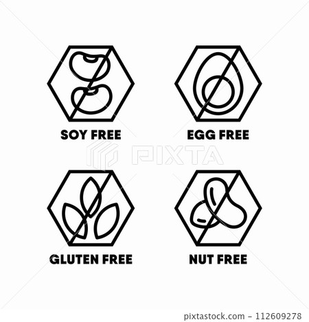 Soy Egg Gluten Nut Free vector information signs Soy Egg Gluten Nut Free vector information signs 112609278