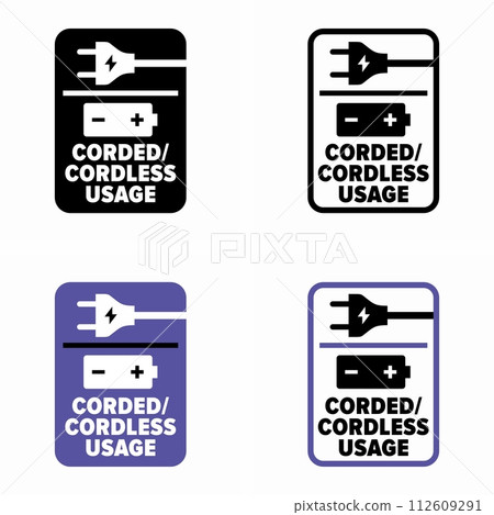 Corded and Cordless Usage vector information sign 112609291